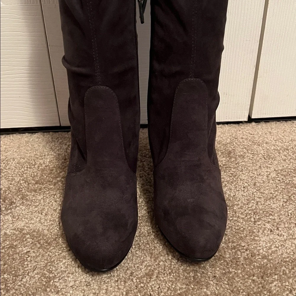 Sam Edelman Charcoal Over-the-Knee Suede Boots Size 7 1/2”